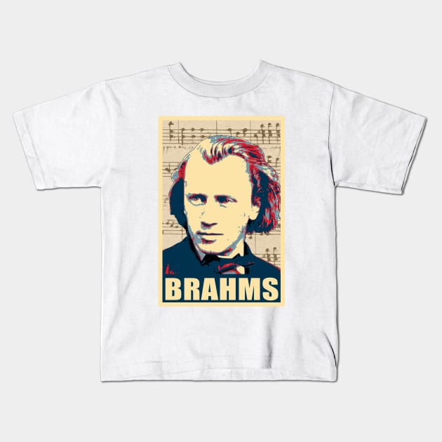 Johannes Brahms Music Composer Kids T-Shirt by Nerd_art